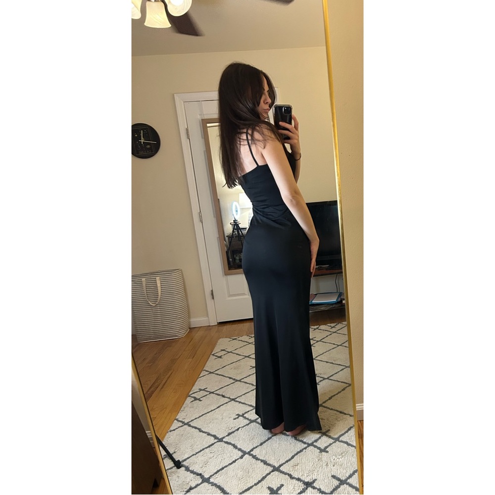Beautiful Long Black Slip Dress - Picture 4 of 5